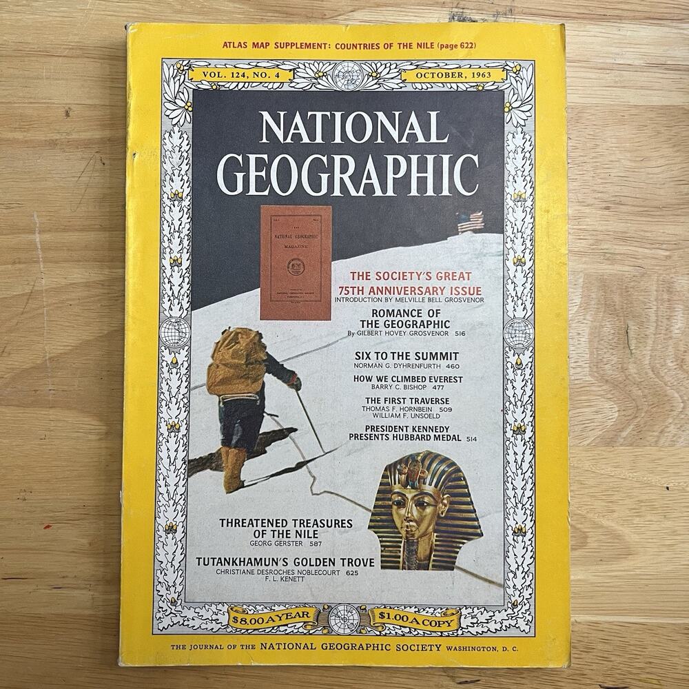 National Geographic October 1963 75th Anniversary Everest King Tut Nile Coke Ad